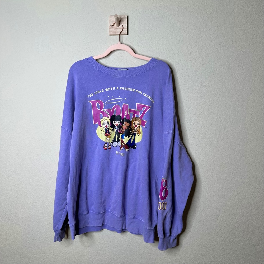 Bratz Graphic Crewneck Sweatshirt XXL Passion For Fashion Y2K 2001 Sleeve Cozy